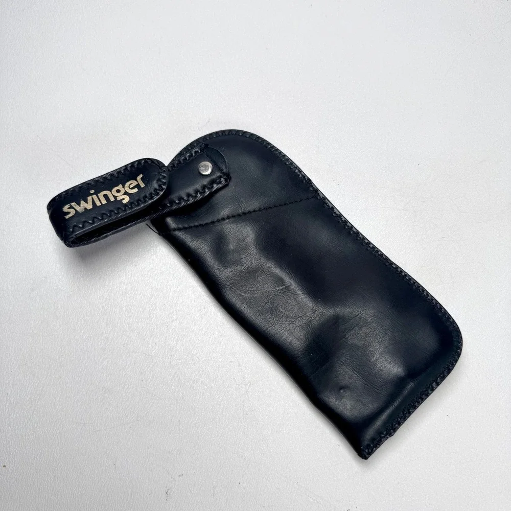 Vintage Swinger Leather Eyeglass Glasses Case Holder Belt Loop Clip Black Swivel